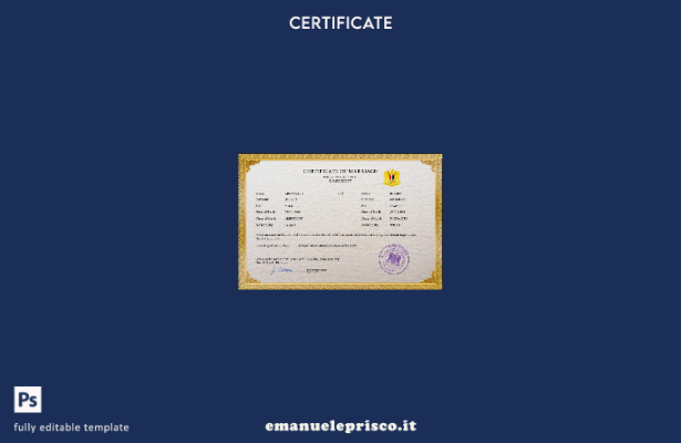 modello PSD di certificato di matrimonio siriano in stile verificato